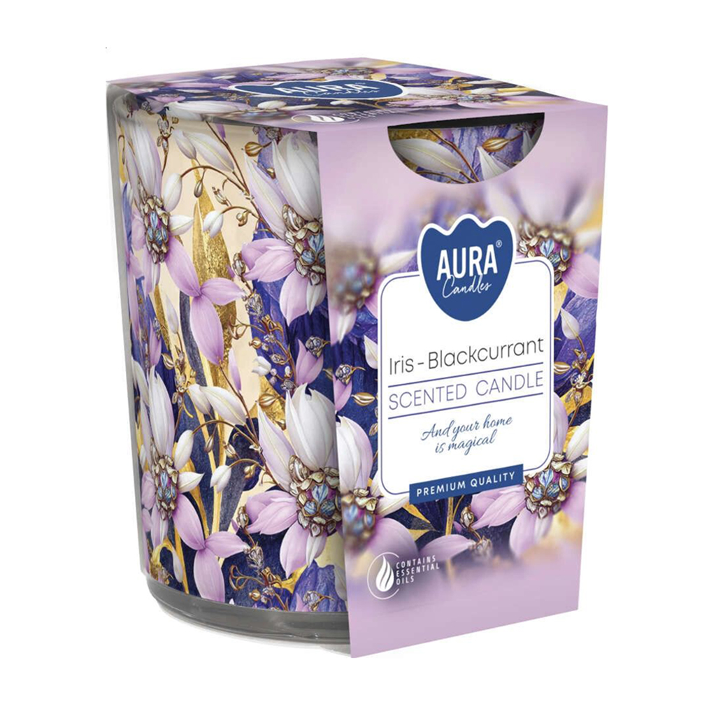 Ароматична свічка Bispol Scented Candle Aura Iris-Blackcurrant, 100 г (SN72S-59)